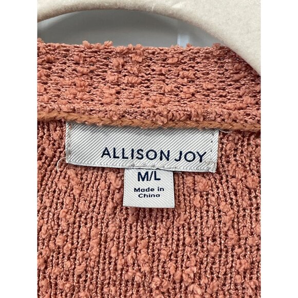 Allison Joy Cardigan Sweater Size Medium Large Open Front Textured Knit Neutral - Picture 3 of 6